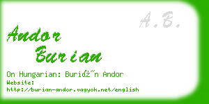 andor burian business card